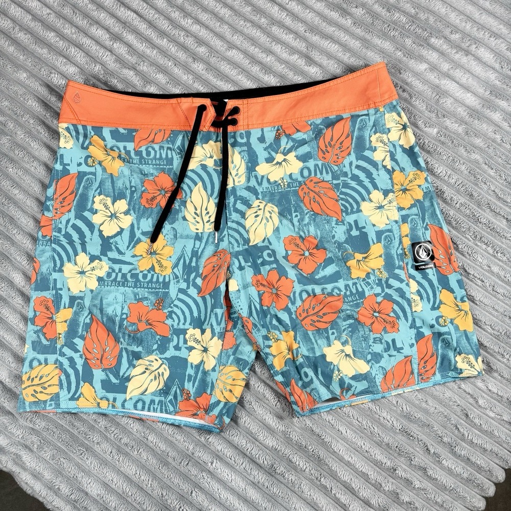 Volcom men's size 40 pull‎ string floral colorful Boardshorts NWOT